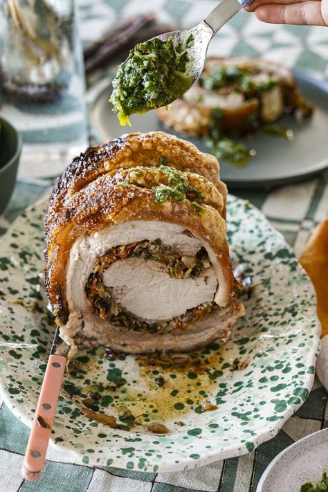 Stuffed Porchetta, Christmas Pork Roast, Rolled Pork Roast, Porchetta Recipe, Roasted Pork Belly Recipe, Christmas Pork, Porchetta Recipes, Roast Pork Belly, Rolled Roast