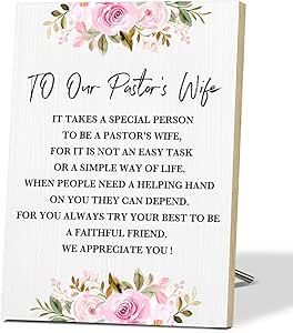 To Our Pastor's Wife Inspirational Wall Signs for Pastor Wife Appreciation Gifts Wooden Desktop Decor for Christian Desk Decor Rustic Wall Art for Prayer Room Decor Bible Verse Gifts for Women - F480 Prayer Room Decor, Pastors Wife Appreciation, Pastor Wife, Pastor's Wife, Pastors Wife, Bible Verse Gifts, Try Your Best, Prayer Room, Sunday School Crafts