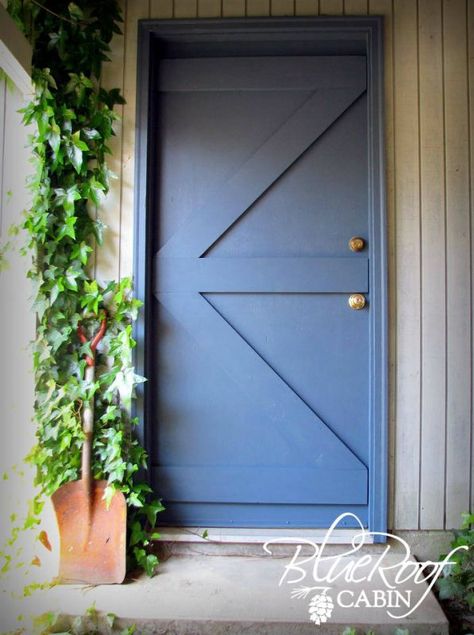 10 Ways to Dress Up Boring Interior Doors - Page 12 of 12 - Door Redo, Flat Doors, Update Doors, Craftsman Style Doors, Door Makeover Diy, Front Door Makeover, Bifold Closet Doors, Hollow Core Doors, Blue Roof