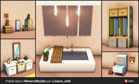 Minecraft Living Room, Minecraft House Decor, Minecraft House Interior, Interior Minecraft, Modern Minecraft Houses, Case Minecraft, Minecraft Decoration, Bathroom Build, Rumah Minecraft Sederhana