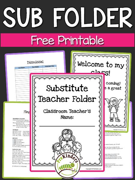 Sub Folder Printable for Your Classroom - PreKinders Sub Folders For Teachers, File Folder Template Free Printable, Classroom Management Printables, Substitute Folder, Absent From School, Classroom Management Preschool, Printable Folder, Classroom Management Ideas, Pre K Classroom