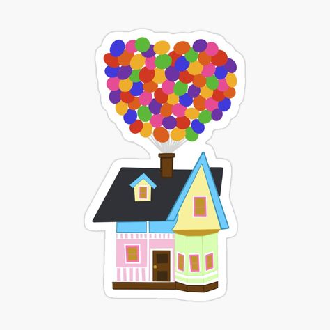 Get my art printed on awesome products. Support me at Redbubble #RBandME: https://www.redbubble.com/i/sticker/The-House-From-Up-by-MacAndBri/48416463.EJUG5?asc=u Disney Stickers Printables, Up Carl Y Ellie, Sticker Design Ideas, Stickers Bonitos, House Stickers, Stickers Disney, Up Disney, Disney Stickers, Album Aesthetic