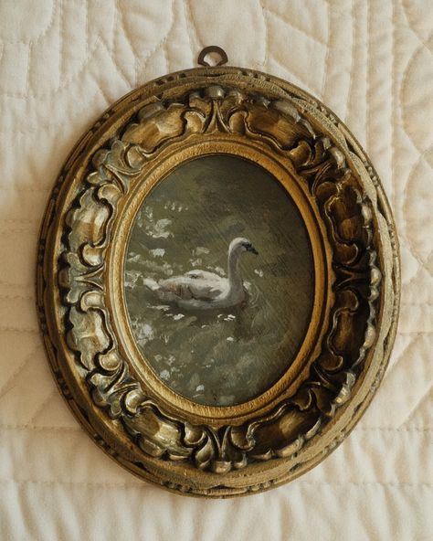 luv a good pairing 🦢🤍 *will not be for sale these are commissions* #antiques #moodyartwork #gessoframe #canadian #vintageframes#landscape #moodyart #vintageoilpainting #framedart #antiqueframes #walldecor #frenchinspired #traditionalart Vintage Frame Aesthetic, Goth Dining Room, Moody Artwork, Freeze Frame, Moody Art, Antique Painting, Future Room, Apartment Makeover, Antique Artwork