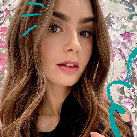 Here's the secret behind *those* Emily In Paris eyebrows from Lily Collins herself Light Brown Hair Dark Eyebrows, Lily Collins Eyebrows, Lily Collins Hair, Cool Brown Hair, Dark Eyebrows, 60s Hair, Style Parisienne, Nose Contouring, Long Brunette