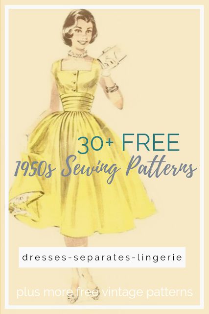 Free Vintage Sewing Patterns Pdf, Sewing Patterns Vintage Dress, Vintage Outfits Sewing Patterns, Easy Vintage Dress Pattern, Diy Vintage Dress Pattern, Pinup Sewing Patterns Free, Vintage Patterns Free, 1950s Sewing Patterns Free, Sewing Vintage Dresses