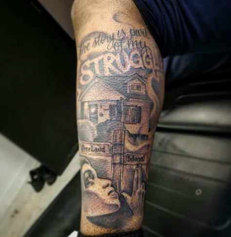 Road To Riches Tattoo For Men, Check Mate Tattoo, Hood Tattoos For Men Arm, Trap Tattoos Men Forearm, Trap House Tattoo, No Risk No Reward Tattoo, Road To Riches Tattoo, Hood Tattoo For Men, Hood Tattoo Designs