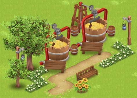 Hay Day Farm Design Dairy, Aesthetic Hay Day Farm Design, Hay Day Farm Design Smelter, Hayday Layout Ideas Low Level, Hay Day Farm Layout Ideas, Hayday Silo Design, Hayday Farm Design Ideas Simple Level 30, Hayday Pigs Design, Hay Day Feed Mill Design