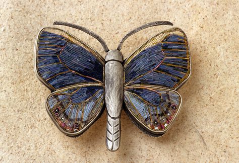 Chuck Domitrovich/Cynthia Toops Collaboration | by downtothewiredesigns Micro Mosaic Jewelry, Polymer Clay Cane, Precious Metal Clay, Micro Mosaic, Hive Mind, Fimo Clay, Polymer Clay Projects, Nature Inspired Jewelry, Butterfly Brooch