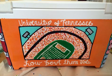 university of Tennessee stadium painted cooler. sigma phi epsilon 2015 Tennessee Frat Cooler, Painted Fraternity Coolers, Nola Cooler, Sigma Phi Epsilon, Formal Cooler Ideas, Fraternity Coolers, College Diy, Frat Coolers, Beer Pong Tables