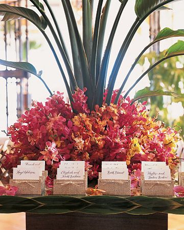 Escort Card Display Wedding In Puerto Rico, Bohemian Weddings, Bridal Theme, Destination Ideas, Card Table, Card Display, Ceremony Programs, Printed Napkins, Martha Stewart Weddings