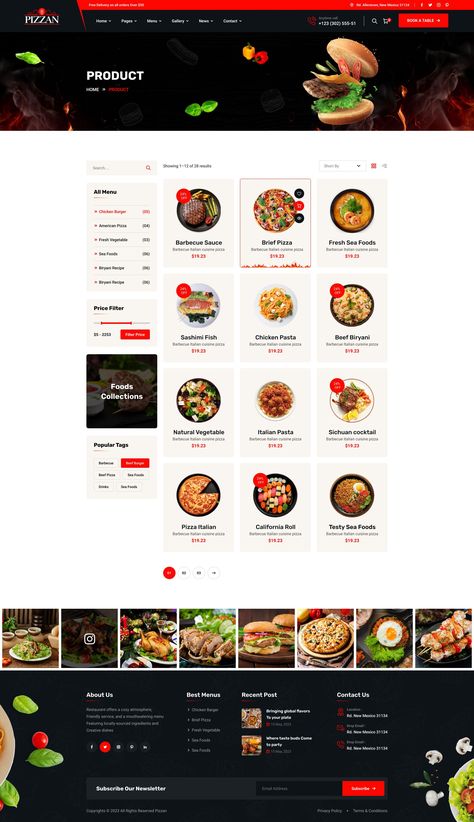 Pizzan - Fast Food & Restaurant Figma Template Web Design Ideas, Starting A Restaurant, Food Web Design, Restaurant Website Templates, Website Menu, Footer Design, Food Fast, Figma Template, Restaurant Website