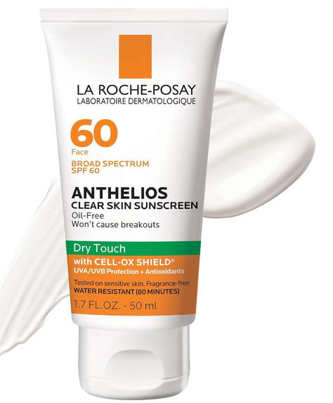 La Roche-Posay Anthelios Clear Skin Dry Touch Sunscreen SPF 60, Oil Free Face Sunscreen for Acne Prone Skin, Won't Cause Breakouts Sunscreen For Acne Prone Skin, Best Drugstore Sunscreen, La Roche Posay Sunscreen, Soft Clouds, Sunscreen Oil, Daily Sunscreen, Night Time Skin Care Routine, Beauty Care Routine, Roche Posay