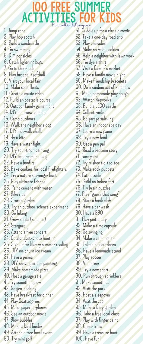 100 Free Summer Activities for Kids, Awesome List of things to do this summer! Great Ideas for Family Fun, Free Printable Summer Chart keep the family happy Free Summer Activities For Kids, Diy Popsicles, Free Summer Activities, Soda Floats, Summer List, Lawn Work, Fun List, Homemade Playdough, List Of Activities