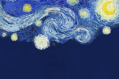 Stary Night Background Aesthetic, Starry Night City, Van Gogh Wallpaper Desktop, Starry Night Wallpaper Desktop, Starry Night Desktop Wallpaper, Van Gogh Wallpaper Laptop, Wallpaper Aesthetic Van Gogh, Van Gogh Background, Starry Night Illustration