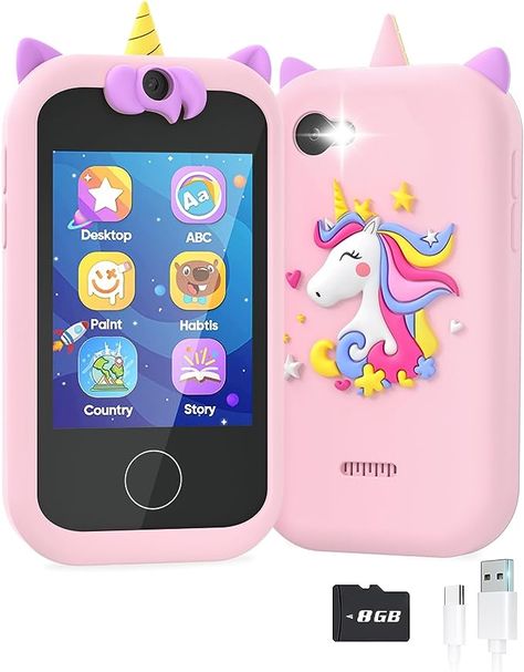 🦄【Upgraded Kids Phone Toy】The Sueseip upgraded smartphone for kids offers more diverse entertainment and learning features, including new additions to fables stories, landmark buildings, and paintings. It is equipped 2.8" HD touchscreen and high-definition dual cameras for capturing memories. It supports selfies, video recording, and a 3.5mm audio jack. Improve the experience for your kids growth with interesting. Provide entertainment while keeping them away from the phone with the internet. Phone Watch For Kids, Kids Cell Phone, Kids Phone, Toy Phone, Disney Princess Toys, Toddler Girl Toys, Phone Gift, Learning Toys For Toddlers, Princess Toys