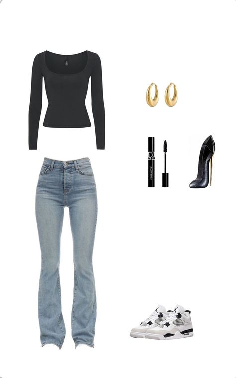 How To Style Flare Jeans Winter, How To Style Bodysuit, Bootcut Jeans Outfit Aesthetic, Baddie Fits For School, Cute Easy Outfits For School, American Outfits, Simple Outfits For School, Latina Fashion Outfits, Outfit Inspo Casual