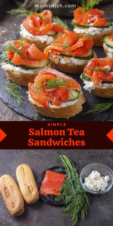 Smoked Salmon Tea Sandwiches, Salmon Tea Sandwiches, Herbed Cream Cheese, Smoked Salmon Appetizer, Smoked Salmon Cream Cheese, Baguette Slices, Salmon Appetizer, Simple Appetizer, Salmon Cream Cheese