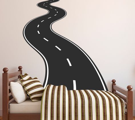 Road Wall Decal Way Highway Vinyl Sticker Track Route Wall Decor Kids Playroom Boys Room Wall Art Mural Automotive Bedroom Mural Sticker - Etsy Car Toddler Room, Disney Cars Bedroom, Playroom Boys, Car Themed Rooms, Car Themed Bedrooms, Bedroom Mural, Wall Art Mural, Cars Room, Car Bedroom