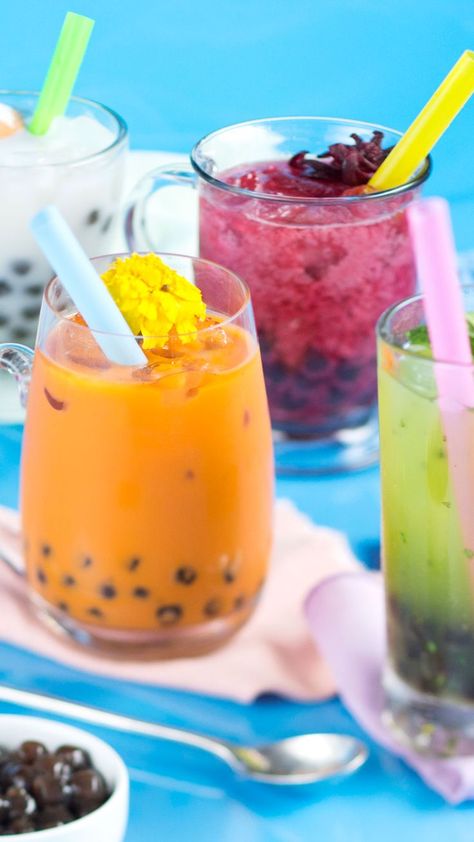 Homemade Boba Tea, Liquid Desserts, Homemade Boba, Boba Recipe, Boba Tea Recipe, Bubble Tea Recipe, Asian Sweets, Drinks Smoothies, Boba Drink