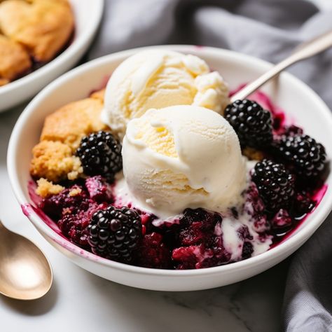 Dewberry Cobbler: 1 1/2 cups sugar 1/2 cup all-purpose flour 2 eggs slightly beaten 1/2 cup heavy whipping cream 2 cups blackberries Dewberry Cobbler Recipe, Dewberry Cobbler, Blackberry Cobbler, Whipping Cream, Cobbler Recipes, Glass Baking Dish, Natural Juices, Heavy Whipping Cream, 2 Eggs