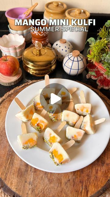 1.2M views · 30K likes | Pooja Munjani on Instagram: "Mango Mini Kulfi @foodiefemmepooja  ingredients.. -Mango pieces -Chopped Pistachios  -Mawa Rabdi  -Icecream stick  #mangokulfi #kulfi #mango" Mango Kulfi, Kulfi Recipe, Asian Sweets, Easy Desserts, Pistachio, Food Photography, Mango, Ice Cream, Photography