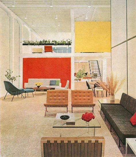 Knoll Furniture, Neutral Flooring, Retro Interior Design, Florence Knoll, Showroom Design, Retro Interior, Cute House, Vintage Interiors, Living Room Colors