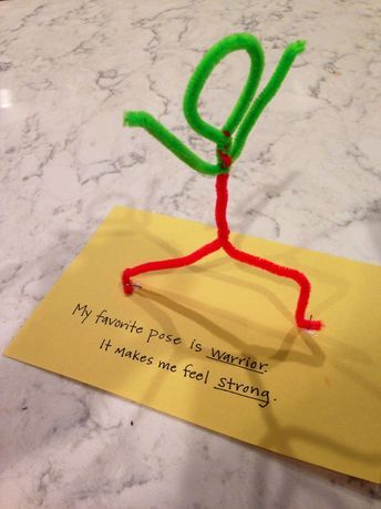 Use pipe cleaners to recreate poses and how they make us feel. Kids can decorate the "yoga mat" with crayons. Yoga Party, Kids Yoga Classes, Yoga Games, Childrens Yoga, Yoga Club, Yoga Lessons, Pipe Cleaner Crafts, Yoga Posen, Yoga Iyengar