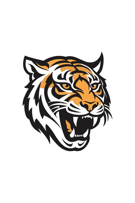 Tiger Head Illustration, Tiger Illustration Design, Tiger Face Illustration, Tiger Head Drawing, Tiger Logo Design, Tiger Symbol, Identity Illustration, Tiger Vector, Tiger Mascot