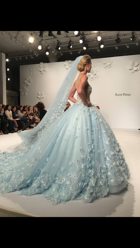 Randy Fenoli wedding dress!! IM IN LOVE! Cinderella Wedding Dress, Light Blue Wedding Dress, Randy Fenoli, Blue Wedding Dress, Ball Gowns Wedding Dress, Blue Bride, Sleeved Wedding, Wedding Dresses Cinderella, Light Blue Wedding