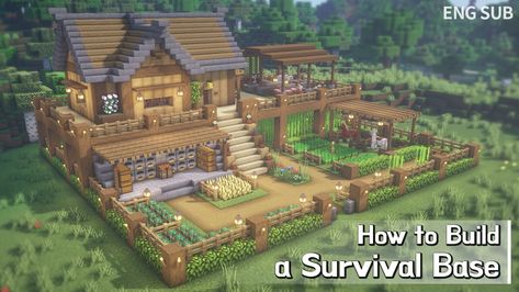 Minecraft Farm House, Mansion Minecraft, Base Tutorial, Minecraft Base, Case Minecraft, Minecraft Houses Survival, Rumah Minecraft Sederhana, Minecraft Mansion, Base Ideas