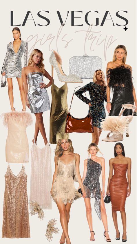 Las Vegas wardrobe for your next girls trip. #lasvegasdress #lasvegas #lasvegaslooks #ootd #lasvegasoutfit #glitterdress #flashystyle #sequindress #partydress #bacheloretteparty #bachelorettedress #lastdisco #partyoutfit #lastrodeo #weddingguest #weddinglooks #discoparty #festivaloutfit #LTKFind #liketkit Vintage Las Vegas Outfits, Vegas Theme Party Outfit Ideas, Vegas Semi Formal Theme, Vegas Theme Party Outfit Costumes, Birthday Vegas Outfit, Night In Vegas Theme Party Outfit, Las Vegas Outfit Night Out, Vegas Casino Theme Party Outfit, Las Vegas Outfit Party