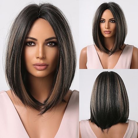 Hairstyles For 40 Year Old Women, Long Bob Haircuts For Women, Wigs Color, Straight Hairstyles Medium, Natural Hair Wigs, Ombre Brown, Fake Hair, Natural Wigs, Black Ombre