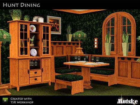 mutske's Hunt Dining Sims 4 Breakfast, Sims 3 Kitchen, Breakfast Corner Nook, Breakfast Corner, Sims Decor, Corner Nook, Kitchen Custom, Room Stuff, Sims Community