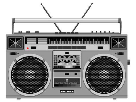 Boom Box Aesthetic, Boombox Aesthetic, Boombox Illustration, Boombox Drawing, Radio Casette, Radio Illustration, Boombox Art, 80s Radio, Boombox Design