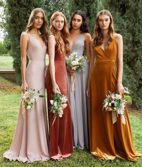 Attention all brides getting married this fall: Now is the best time to get your bridesmaids' dresses ordered! With shipping time + any needed alterations, we recommend having your girls get measured and ordered as soon as possible. To make an appointment to try on and view our bridesmaid dress collection, give us a call. Rustic Bridesmaid Dresses, Burnt Orange Bridesmaid Dresses, Popular Bridesmaid Dresses, Rustic Bridesmaids, Trendy Bridesmaids, Spring Bridesmaid Dresses, Jenny Yoo Bridesmaid, Orange Bridesmaid, Rose Soft