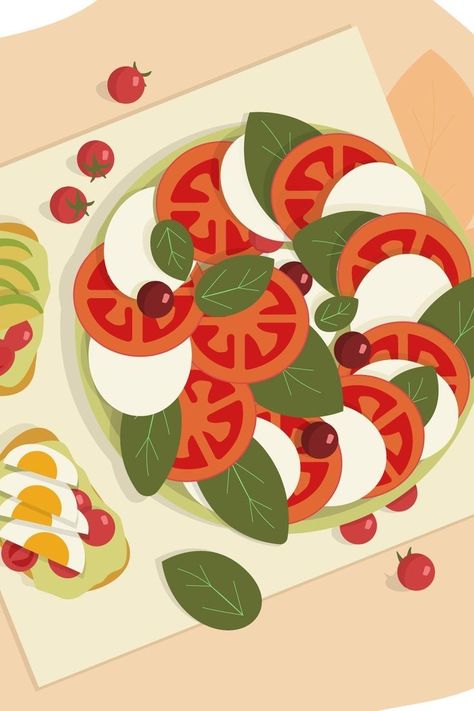 Plate Of Food Illustration, Flat Graphic Illustration, Illustrator Art Vector, Flat Food Illustration, Food Graphic Illustration, Food Flat Illustration, Simple Food Illustration, Food Illustrations Vector, Vegetable Illustration Design