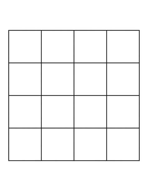 4 by 4 Grid 9 Box Grid, Square Grid Design, Square Grid, Number Grid 1-50, 100 Grid, Blank Bingo Board, Bullet Journal Grid Spacing Page, Grid Game, Math Bingo