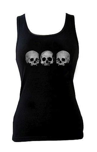 ☆ Three Skull Women's Shirt Graphic Tank White Goth Outfit, Ropa Punk Rock, Skull Tank Top, White Goth, Gothic Shirts, Goth Shirt, Skull Tank, Estilo Rock, Skull Clothing