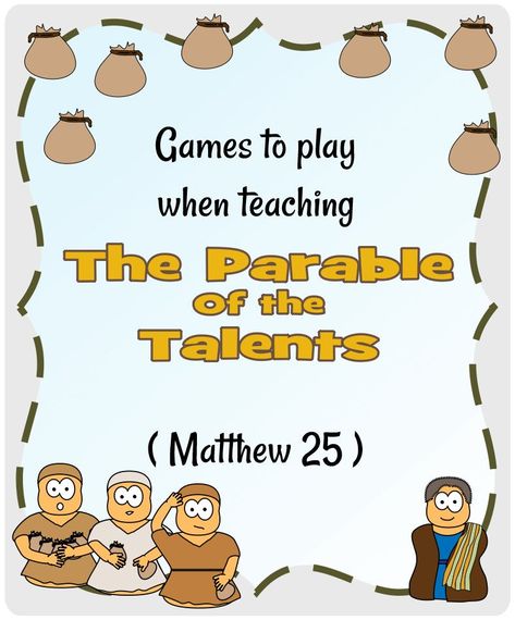 Parable of the Talents (Matthew 25) | Games Talents Parable Craft, Ten Talents Parable Craft, Parable Of The Talents Object Lesson, Parable Of Talents Activity, Parable Of The Talents Craft, Parables Of Jesus For Kids, Parable Of Talents, 10 Bridesmaids, Sunday School Object Lessons