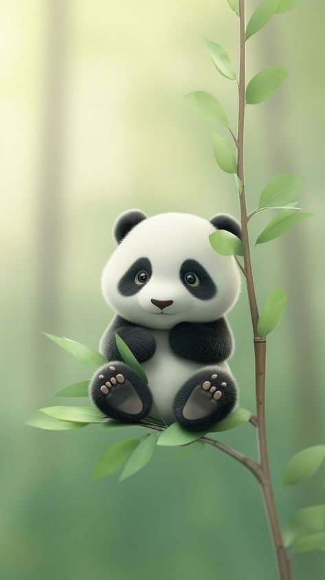 Chubby panda holding a bamboo animal wildlife outdoors. | free image by rawpixel.com / Aew Iphone Wallpaper Nature, Iphone Wallpaper Pastel, Wallpaper Panda, Green Nature Wallpaper, Panda Illustration, Wallpapers For Mobile Phones, Iphone Wallpaper Kawaii, Animal Wildlife, Wallpaper Pastel