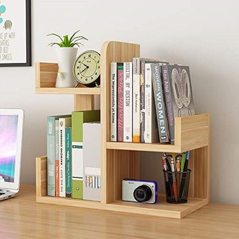 Bookshelf Style, Aesthetic Bookshelf, Mini Bookshelf, Desktop Shelf, Wooden Desk Organizer, Bookcase Organization, Small Bookshelf, Door Number, Bookshelf Styling