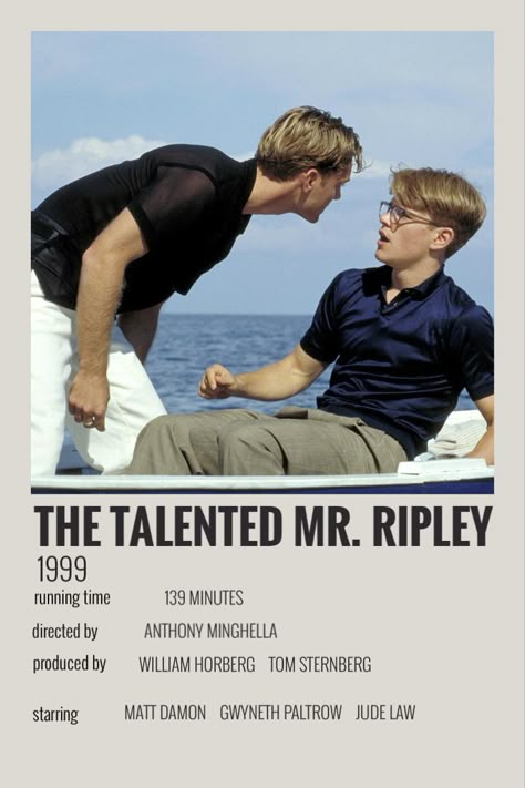 On Knees Begging Reaction Pic, Gay Movie Poster, 1999 Movies, The Talented Mr Ripley, Movie Recs, Talented Mr Ripley, Mr Ripley, Indie Movie Posters, Movies To Watch Teenagers