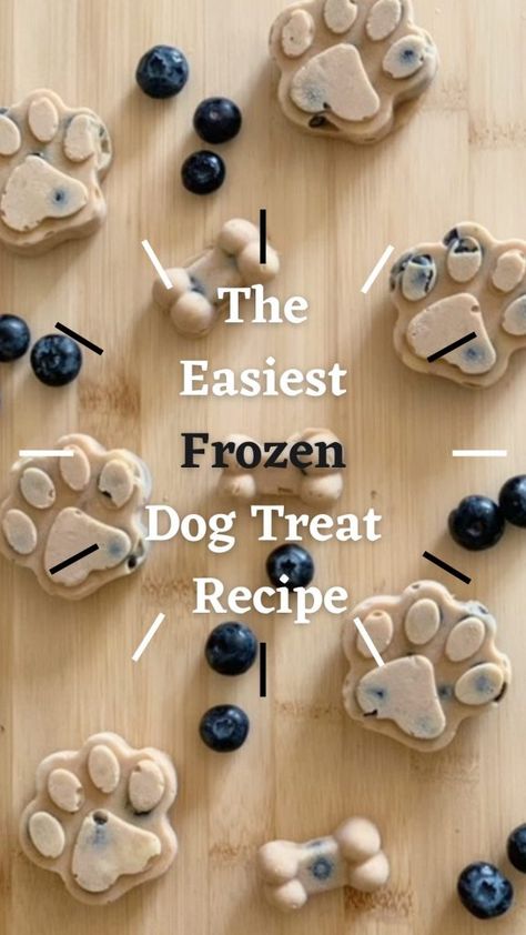 How To Make A Dog Cone Comfortable, Frozen Dog Food Toppers, Home Made Frozen Dog Treats, Healthy Frozen Dog Treats Homemade, How To Make Frozen Dog Treats, Diy Dog Things, Dog Treats With Blueberries, Silicone Dog Treat Recipes, Diy Healthy Dog Treats