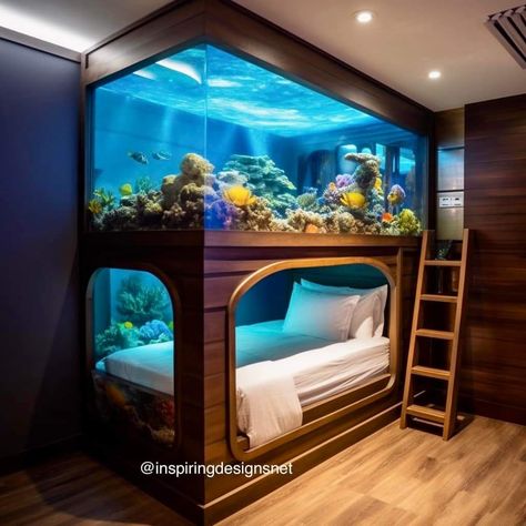 Aquarium Bed, Amazing Beds, Unique Bed Frames, Custom Aquarium, Home Decor Ideas Bedroom, Amazing Aquariums, Bawah Air, Decor Ideas Bedroom, Home Aquarium