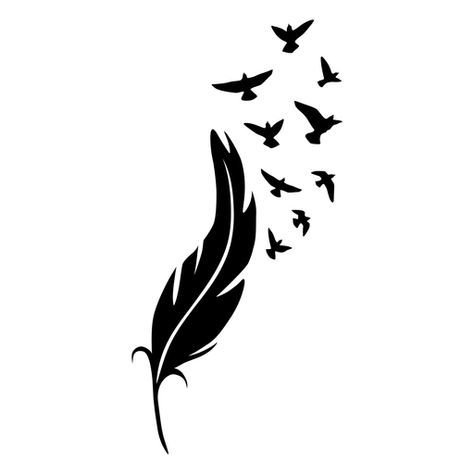 Birds Tattoo Design, Feather Png, Feather With Birds Tattoo, Wing Tattoo Men, Vogel Silhouette, Bicycle Illustration, Black Bird Tattoo, Feather Graphic, Feather Tattoo Design