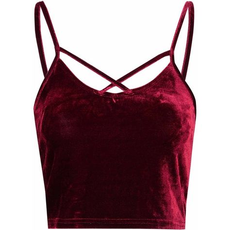 Burgundy Velvet Cropped Cami Top ($16) ❤ liked on Polyvore featuring tops, shirts, tank tops, crop tops, red, burgundy, burgundy shirt, fitted shirts, velvet crop top and cropped tops Red Crop Top Aesthetic, Velvet Crop Top Outfit, Red Velvet Party Tops, Red Velvet Crop Top, Fitted Velvet Cropped Top, Red Velvet Top, Burgundy Tank Top, Stringer Tank Top, Burgundy Crop Top