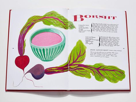 Design pioneer Cipe Pineles' illustrated cookbook is finally brought to life. Cipe Pineles, Illustrated Cookbook, Recipe Book Design, Cookbook Design, Ebook Design, Zine Design, Strange History, Hand Drawn Fonts, Cookery Books