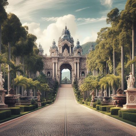 Palace Outside, Janaki Mandir, Fantasy Palace, Classic Palace, Fantasy Statue, Fantasy Cities, Ancient Greek City, Greek City, Fantasy Worlds