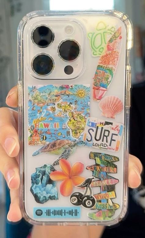 Stickers On Phone Cases Ideas, Summer Phone Cases Diy, Summer Phone Cases Aesthetic, Aesthetic Summer Phone Case, Summer Phone Case Ideas, Things To Put In A Clear Phone Case, Things To Put In Phone Case, Cute Summer Phone Cases, Things To Put In Your Phone Case