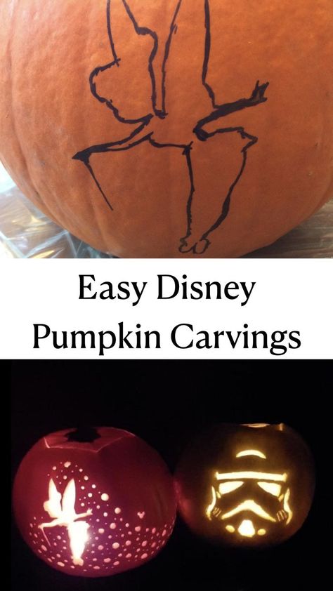 Disney Carved Pumpkins, Tinker Bell Pumpkin Carving, Storm Trooper Pumpkin, Tinker Bell Pumpkin, Star Wars Pumpkin Carving, Carvings Designs, Disney Halloween Pumpkin, Pumpkin Patch Photography, Halloween Pumpkins Carvings Designs